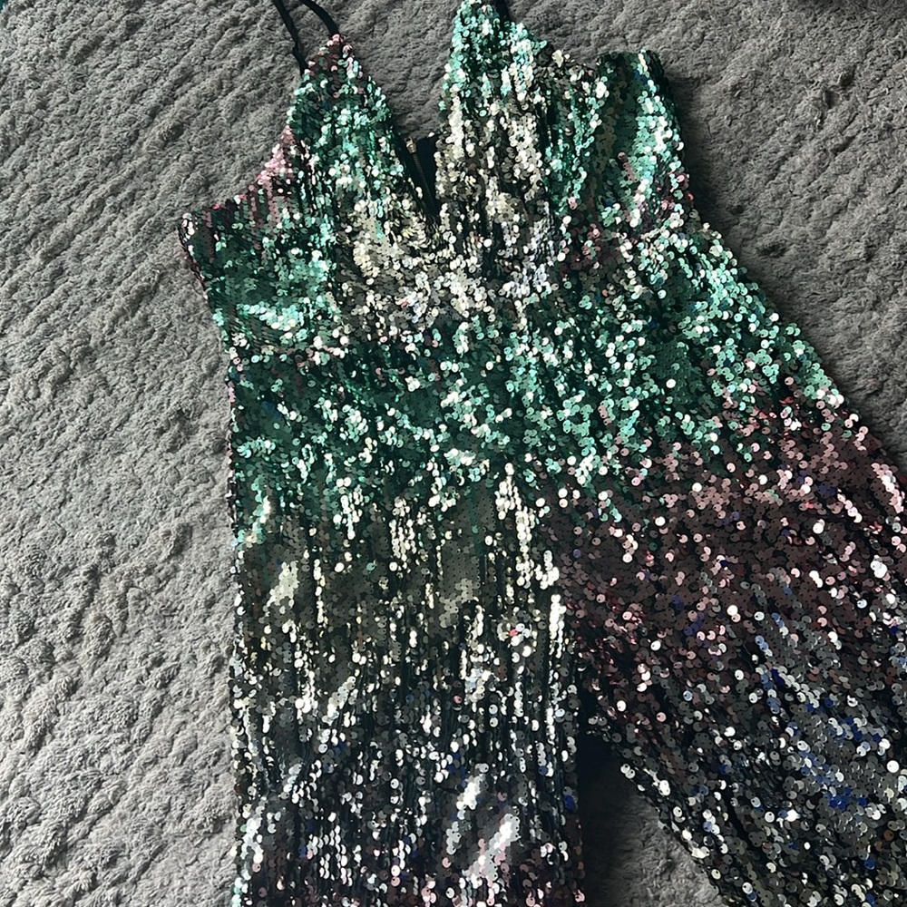 Full Sequin Flared Jumpsuit